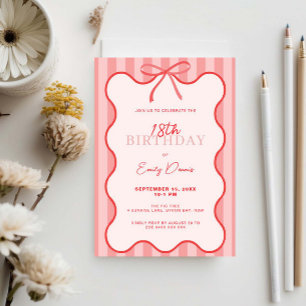 Whimsical Retro Border 18th Birthday Party Invitation