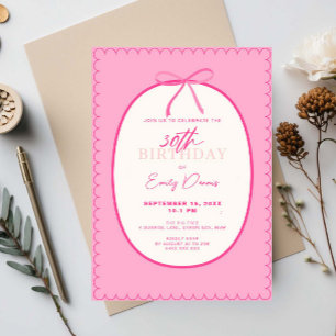 Whimsical Retro Border 30th Birthday Party Invitation
