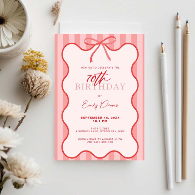 Whimsical Retro Border 70th Birthday Party Invitation (Creator Uploaded)