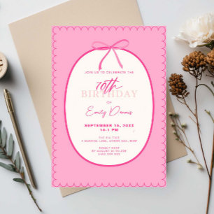 Whimsical Retro Border 70th Birthday Party Invitation