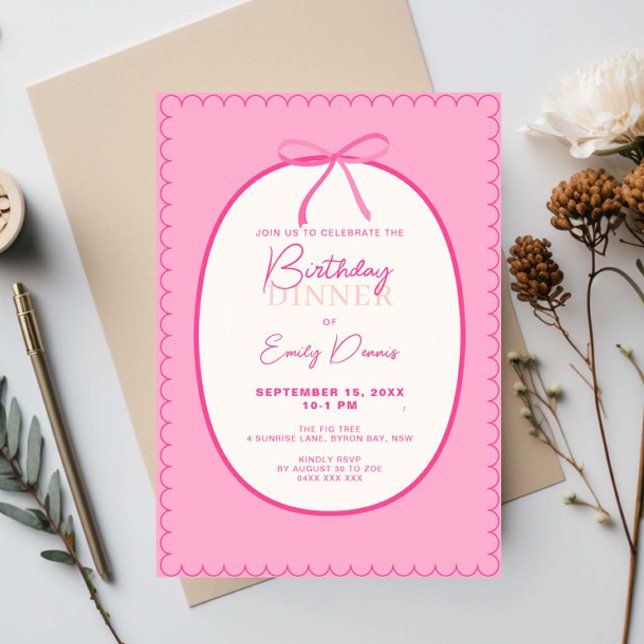 Whimsical Retro Border Birthday Dinner Invitation (Creator Uploaded)