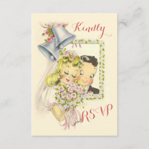 Whimsical Retro Bride and Groom Wedding RSVP