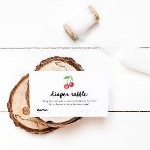 Whimsical Retro Cherries   Diaper Raffle Enclosure Card