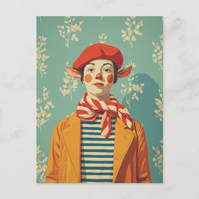 Whimsical Retro Christmas Elf Holiday Postcard (Front)