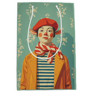 Whimsical Retro Christmas Elf Medium Gift Bag