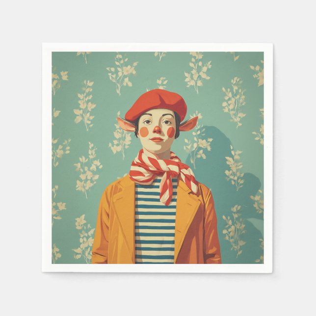 Whimsical Retro Christmas Elf Napkin (Front)