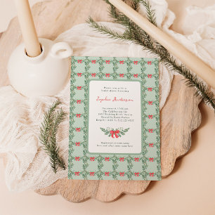 Whimsical Retro   Christmas Holiday Bridal Shower Invitation