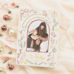 Whimsical Retro Christmas Illustrations Arch Photo Foil Holiday Card<br><div class="desc">Capture the holiday magic with this charming retro Christmas photo foil card! Give your Christmas cards a sparkle with real gold, silver, or rose gold foil! Featuring an arch-shaped photo framed by a hand-drawn border, it adds a playful vintage touch to your family picture. A ribbon scroll with foil-pressed “Merry...</div>