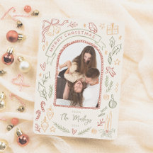 Whimsical Retro Christmas Illustrations Arch Photo
