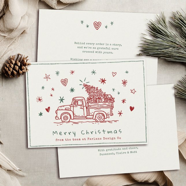 Whimsical Retro Christmas Truck Small Business Holiday Card (Creator Uploaded)