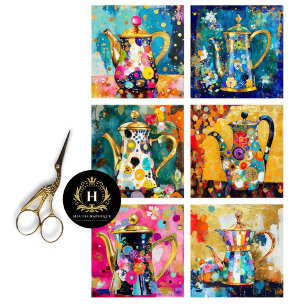Whimsical Retro Coffee Pot Decoupage Tissue Paper
