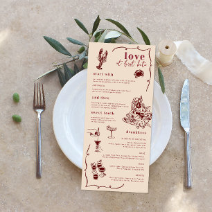 Whimsical Retro Doodle Art   Wedding Menu