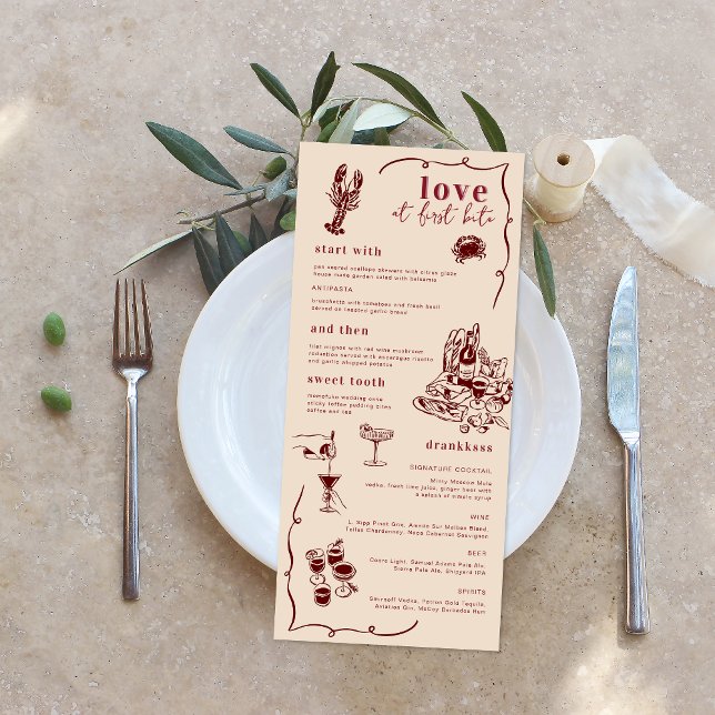 Whimsical Retro Doodle Art | Wedding Menu (Creator Uploaded)