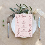 Whimsical Retro Doodle Art | Wedding Menu<br><div class="desc">Beautiful menu cards to compliment your table settings at your wedding or next dinner party. Quirky hand drawn illustrations! Featuring retro line drawings that read as chic iterations of notebook marginalia. The relaxed vibe is a definite departure from the traditional buttoned-up script and sleek typefaces, but scribble wedding stationery still...</div>