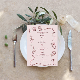 Whimsical Retro Doodle Art   Wedding Menu