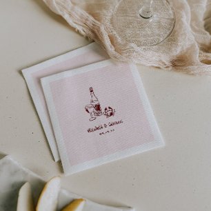 Whimsical Retro Doodle Art Wedding Napkins