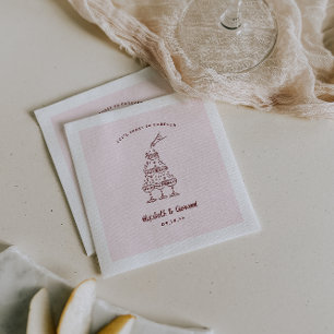 Whimsical Retro Doodle Art Wedding Napkins