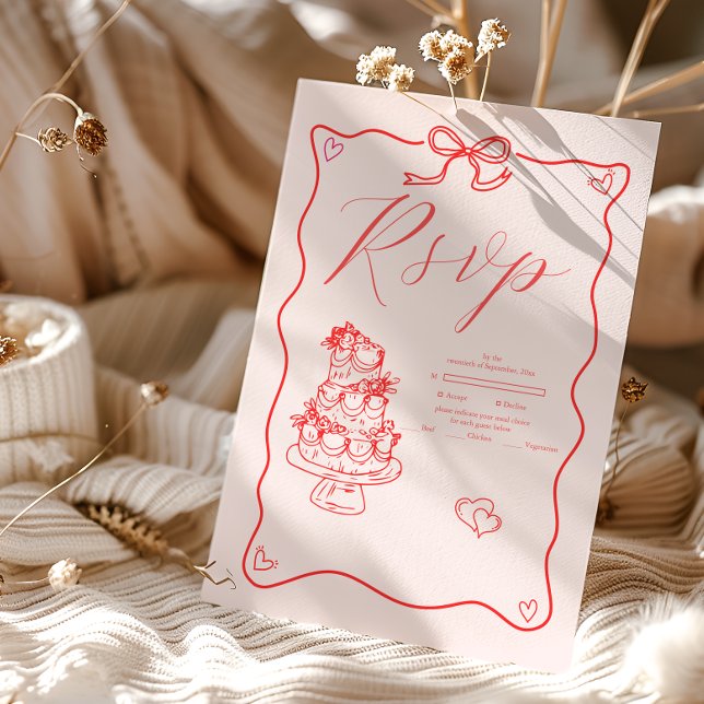 Whimsical Retro Doodle Art Wedding RSVP Card (Creator Uploaded)
