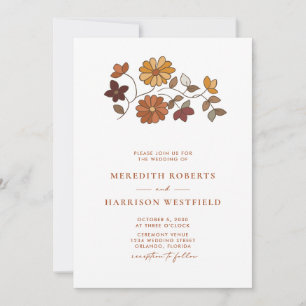 Whimsical Retro Floral QR Code Wedding Invitation