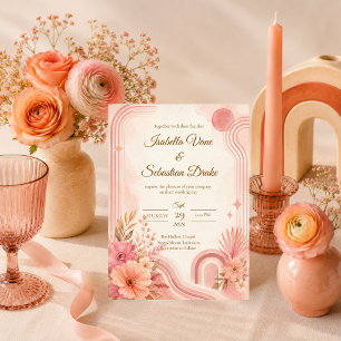 Whimsical Retro Floral Wedding Invitation