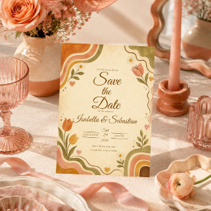 Whimsical Retro Floral Wedding Save The Date