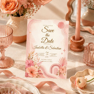 Whimsical Retro Floral Wedding Save The Date