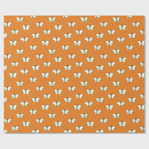 Whimsical Retro Folk Art Butterfly Terracotta Wrapping Paper