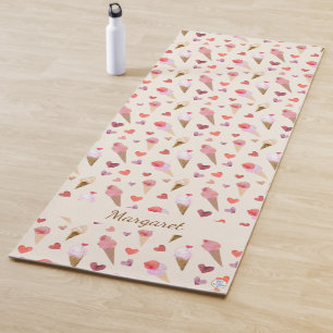 Whimsical Retro-Inspired Watercolor Ice Cream Yoga Mat