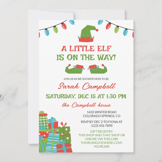 Whimsical Retro Little Elf on the Way Baby Shower Invitation (Front)