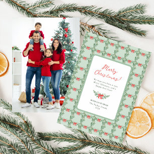 Whimsical Retro   Merry Christmas Photo Back Holiday Card