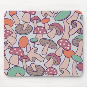 Whimsical Retro Mushroom Botanical Autumn Mycelium Mouse Pad