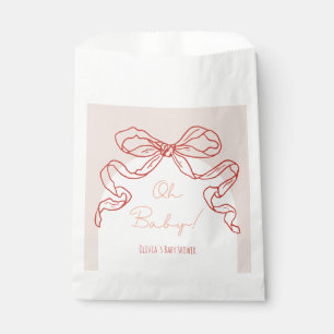 Whimsical Retro Orange Hand Drawn Bow Baby Shower Favour Bag