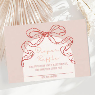 Whimsical Retro Rust Hand Drawn Bow Baby Shower En Enclosure Card