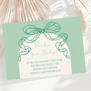 Whimsical Retro Sage Hand Drawn Bow Baby Shower Enclosure Card