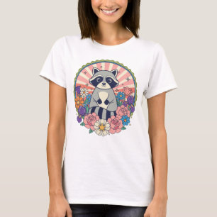 Whimsical Retro Style Raccoon T-Shirt