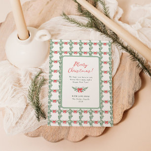 Whimsical Retro White   Merry Christmas Non-Photo Holiday Card