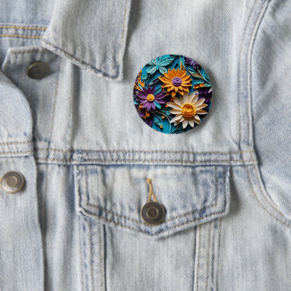 Whimsical Reverie: Quilled Colourful Floral Artwor 6 Cm Round Badge
