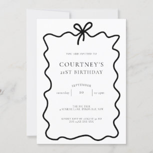 Whimsical Ribbon Bow 21st Birthday Party Invitation