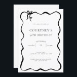 Whimsical Ribbon Bow 30th Birthday Party Invitation<br><div class="desc">This whimsical birthday party invitation features a cute dainty hand drawn bow and simple text. For more advanced customisation of this design,  e.g. changing layout,  font or text size please click the "CUSTOMIZE" button above. Please contact me for any questions!</div>