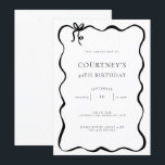 Whimsical Ribbon Bow 30th Birthday Party Invitation<br><div class="desc">This whimsical birthday party invitation features a cute dainty hand drawn bow and simple text. For more advanced customisation of this design,  e.g. changing layout,  font or text size please click the "CUSTOMIZE" button above. Please contact me for any questions!</div>