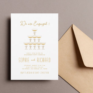 Whimsical Ribbon Champagne Tower Engagement Party Invitation