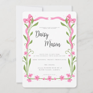Whimsical Ribbon Floral Wedding Invitation