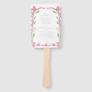 Whimsical Ribbon Floral Wedding programs Hand Fan
