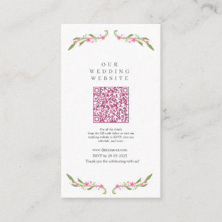 Whimsical Ribbon Floral Wedding QR code Enclosure Card