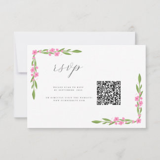 Whimsical Ribbon Floral Wedding QR RSVP Card
