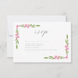 Whimsical Ribbon Floral Wedding RSVP Card