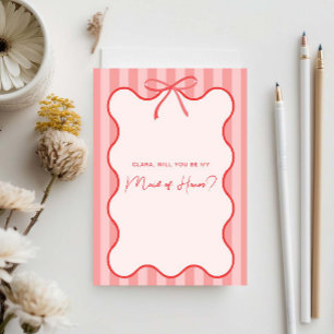 Whimsical Ribbon maid of honor card
