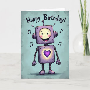 Whimsical Robot Birthday Card
