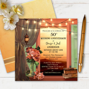 Whimsical Romantic Vintage Wedding Anniversary Invitation
