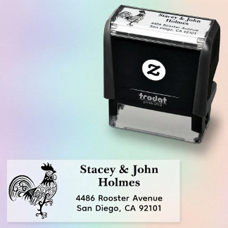 Whimsical Rooster Self Inking Return Address Stamp